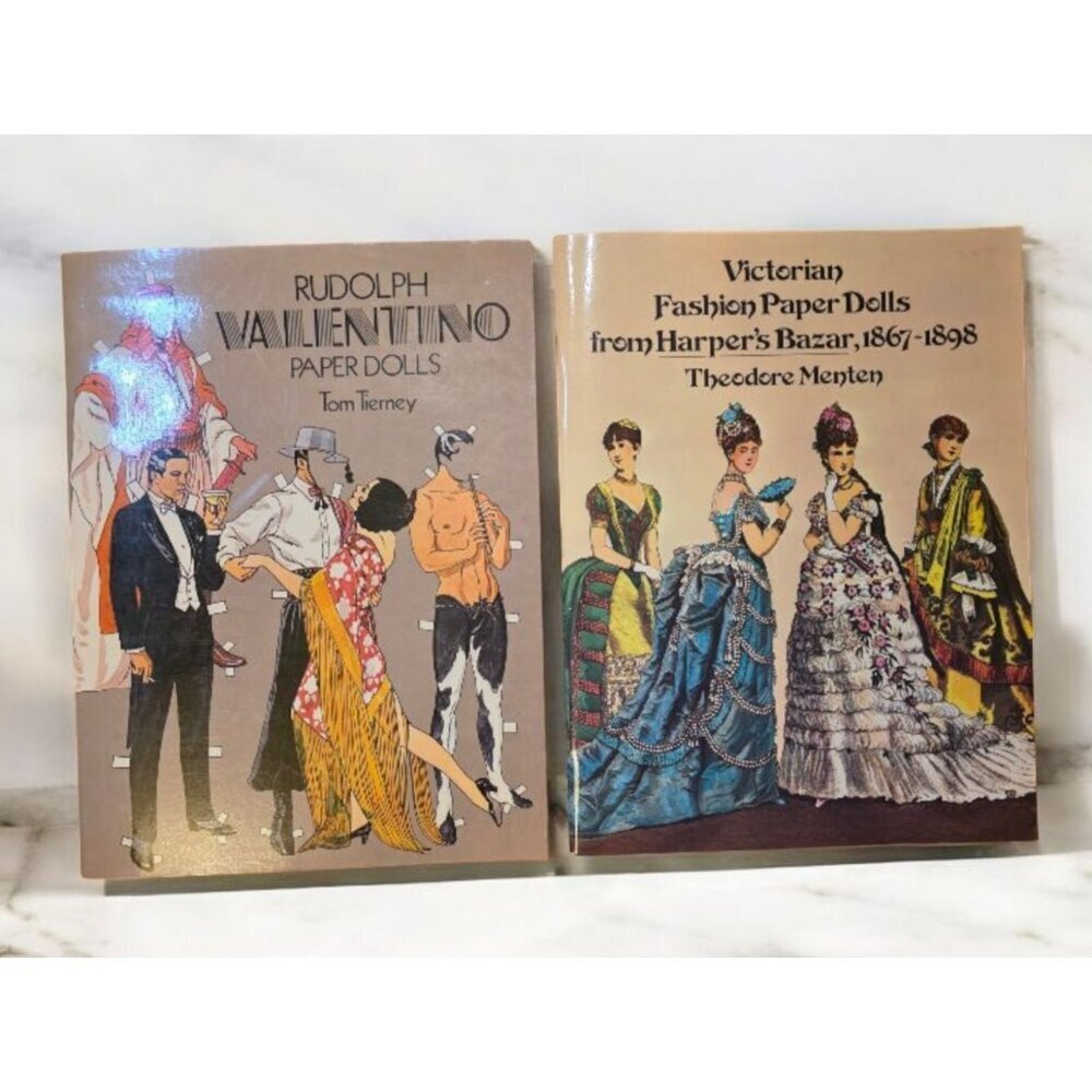 Vtg 70s Victorian and Valentino Paper Dolls Lot Of 2 Books UNCUT Menten, Tierney
